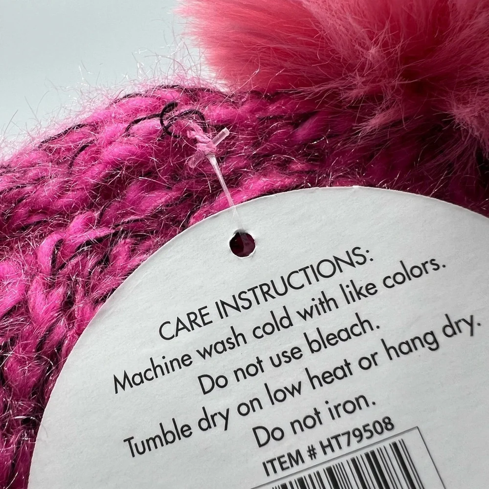 Girls Pink Winter hat with pom pom and lining